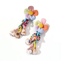 Acrylic Drop Earring, Zinc Alloy, with Cloth & Acrylic, fashion jewelry & for woman, multi-colored 