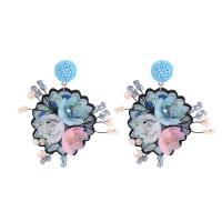 Resin Drop Earring, Zinc Alloy, with Cloth & Resin, fashion jewelry & for woman & with rhinestone 