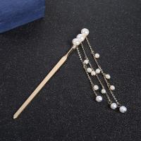 Hair Stick, Brass, with Freshwater Pearl, for woman, 4-9mm 