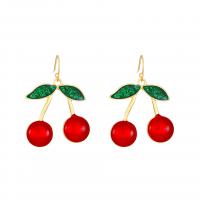 Enamel Zinc Alloy Drop Earring, Cherry, gold color plated, fashion jewelry & for woman 