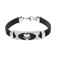 PU Leather Cord Bracelets, Zinc Alloy, with PU Leather, polished, fashion jewelry & for woman, two different colored, 65mm 