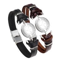 Cowhide Bracelets, with 304 Stainless Steel, polished, fashion jewelry & for woman 