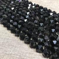 Schwarze Obsidian Perlen, poliert, DIY & verschiedene Größen vorhanden & facettierte, schwarz, Länge:ca. 38-40 cm, verkauft von Strang