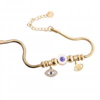 Evil Eye Jewelry Bracelet, 304 Stainless Steel, with Rhinestone Clay Pave, with 5cm extender chain, Vacuum Ion Plating & for woman & enamel Approx 16 cm 