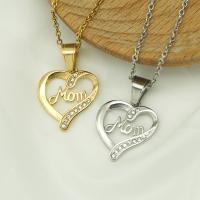 Stainless Steel Heart Pendants, 316L Stainless Steel, Vacuum Ion Plating, fashion jewelry & for woman & with rhinestone 