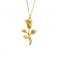 Stainless Steel Flower Pendant, 316L Stainless Steel, Rose, Vacuum Ion Plating, fashion jewelry & for woman, golden 