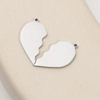 Stainless Steel Heart Pendants, 304 Stainless Steel, polished, DIY & Unisex original color 