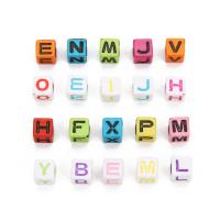 Acryl Alphabet Perlen, Würfel, DIY & verschiedene Größen vorhanden & verschiedene Stile für Wahl, gemischte Farben, 100PCs/Tasche, verkauft von Tasche