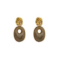 Brass Drop Earring, with Acrylic, Flat Oval, antique gold color plated, fashion jewelry & for woman 