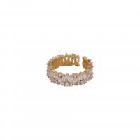 Цирконий Micro Pave Латунь палец кольцо, Кольцевая форма, плакирован золотом, ювелирные изделия моды & инкрустированное микро кубического циркония & Женский продается PC