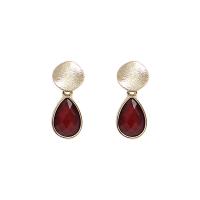 Rhinestone Brass Drop Earring, Teardrop, gold color plated, fashion jewelry & for woman & with rhinestone 