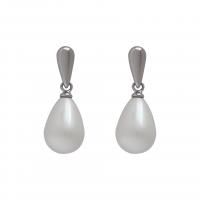 Brass Drop Earring, with Plastic Pearl, Teardrop, platinum color plated, fashion jewelry & for woman, white 