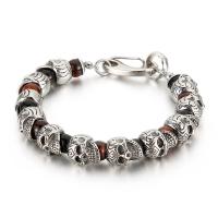 Titanium Steel Bracelet & Bangle, with Lava & Tiger Eye, Unisex Approx 8.85 Inch 