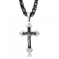 Titanium Steel Jewelry Necklace, Cross, Vacuum Plating, Unisex, black Approx 21.65 Inch 