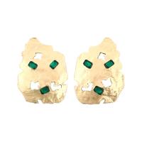 Zinc Alloy Rhinestone Stud Earring, gold color plated, fashion jewelry & for woman 