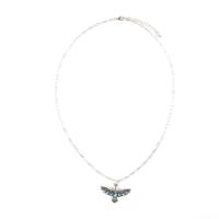 Zinc Alloy Necklace, with Synthetic Blue Turquoise, with 5cm extender chain, Eagle, antique silver color plated, for man Approx 60 cm 