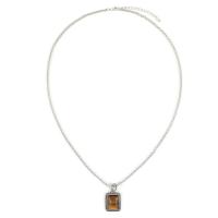 Zinc Alloy Necklace, with Tiger Eye, with 5cm extender chain, Rectangle, silver color plated, for man Approx 60 cm 