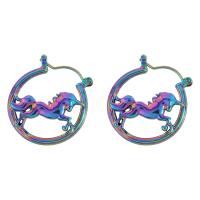 Zinc Alloy Leverback Earring, Unicorn, colorful plated, Unisex 