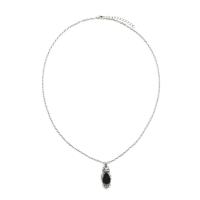 Ожерелье с эмалью из цинкового сплава , цинковый сплав, с 5cm наполнитель цепи, Сова, плакирован серебром, Мужский, черный, длина:Приблизительно 60 см, продается PC