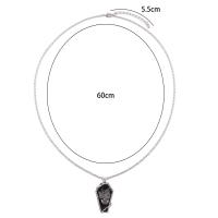 Enamel Zinc Alloy Necklace, with 5.5cm extender chain, Skull, silver color plated, for man, black Approx 60 cm 
