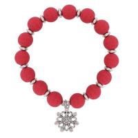 Lava Bead Bracelet, with Zinc Alloy, Snowflake, silver color plated, three pieces & for man, mixed colors, Inner Approx 50mm 