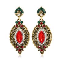 Zinc Alloy Rhinestone Drop Earring, with Cubic Zirconia, antique gold color plated, for woman & with rhinestone 