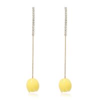 Zinc Alloy Rhinestone Drop Earring, with Beeswax, Flower, gold color plated, for woman & with rhinestone, yellow 