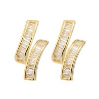 Zinc Alloy Stud Earring, with Cubic Zirconia, gold color plated, for woman, clear 
