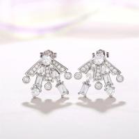 Cubic Zirconia Micro Pave Brass Earring, with Cubic Zirconia, platinum plated, for woman, clear 
