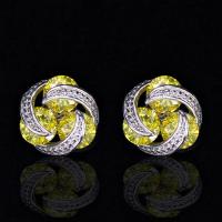 Cubic Zirconia Micro Pave Brass Earring, with Cubic Zirconia, platinum plated, for woman 11mm 