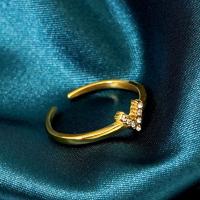 Нержавеющая сталь Rhinestone палец кольцо, Нержавеющая сталь 316, вакуумное ионное покрытие, разный размер для выбора & разные стили для выбора & Женский & со стразами, Золотой, продается PC