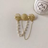 Zinc Alloy Jewelry Brooch, with Plastic Pearl, gold color plated, vintage & for woman, golden 