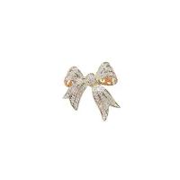 Cubic Zirconia Brooch, Brass, Bowknot, gold color plated, micro pave cubic zirconia & for woman, golden 