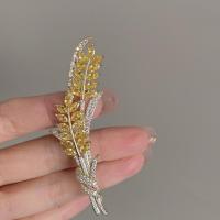 Cubic Zirconia Brooch, Brass, Wheat, gold color plated, Unisex & micro pave cubic zirconia 