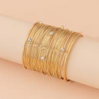 Zinc Alloy Cuff Bangle, gold color plated, fashion jewelry & for woman & with rhinestone, Inner Approx 57mm 
