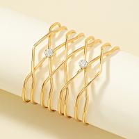 Zinc Alloy Cuff Bangle, gold color plated, fashion jewelry & for woman & with rhinestone, Inner Approx 55mm 