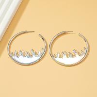 Zinc Alloy Hoop Earring, silver color plated, fashion jewelry & for woman 