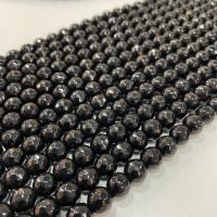 Pierre noire naturel, Rond, DIY & normes différentes pour le choix & facettes, noire Environ 38 cm, Vendu par brin