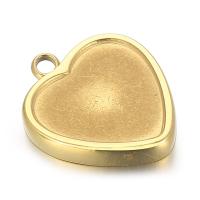 pendentifs de cœur en inox , Acier inoxydable 304, coeur, Placage galvanique, unisexe, doré, 14mm, Vendu par PC