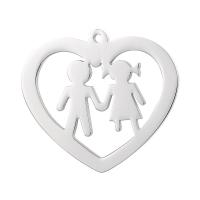 Stainless Steel Heart Pendants, 304 Stainless Steel, Unisex & hollow, original color 