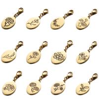 Stainless Steel Key Chain, 304 Stainless Steel, Oval, Galvanic plating, Unisex 