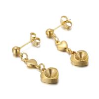 Edelstahl -Ohrring -Tropfen- Komponenten, 304 Edelstahl, Herz, Galvanische Beschichtung, DIY & für Frau, goldfarben, 30mm, verkauft von Paar