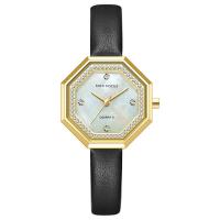 Women Wrist Watch, Zinc Alloy, with Leather & Glass & 304 Stainless Steel, Japanese movement, Life water resistant & fashion jewelry & for woman & with rhinestone Approx 8.27 Inch 