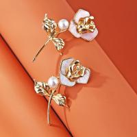 Kunststoff-Perlen-Brosche, Zinklegierung, mit Kunststoff Perlen, Rose, plattiert, Modeschmuck & für Frau, keine, 35x60mm, verkauft von PC