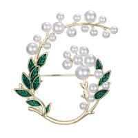 El esmalte Broche, metal, con Perlas plásticas, Joyería & para mujer, dorado, 46x35mm, Vendido por UD