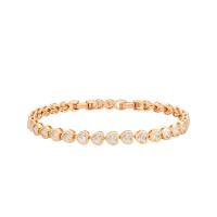 Zinc bracelets en strass en alliage , alliage de zinc, avec 3cm chaînes de rallonge, coeur, Placage de couleur d'or, bijoux de mode & pour femme & avec strass, doré, 5mm Environ 17 cm, Vendu par PC