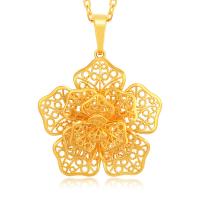 Zinc Alloy Flower Pendants, gold color plated, DIY & 3D effect & for woman, golden 