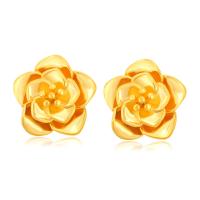 Zinc Alloy Stud Earring, Flower, gold color plated, fashion jewelry & for woman, golden 