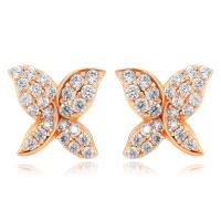 Zinc Alloy Stud Earring, Butterfly, gold color plated, fashion jewelry & micro pave cubic zirconia & for woman, golden 