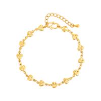 Moda pulseras de la aleación de Zinc, con 3.7cm extender cadena, Corazón, chapado en color dorado, Joyería & ajustable & para mujer, dorado, 5mm, longitud:aproximado 17 cm, Vendido por UD